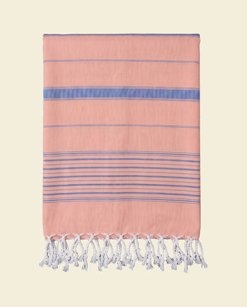 2 kleuren hamamdoek donkerperzik/grieksblauw
