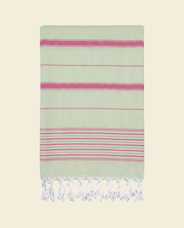 2 kleuren hamamdoek lichtgroen/fuchsia