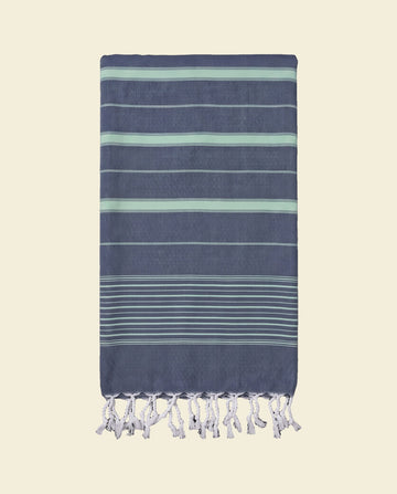 2 kleuren hamamdoek marine/helderzeegroen