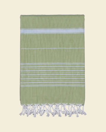 2 kleuren hamamdoek mosgroen/lichtblauw