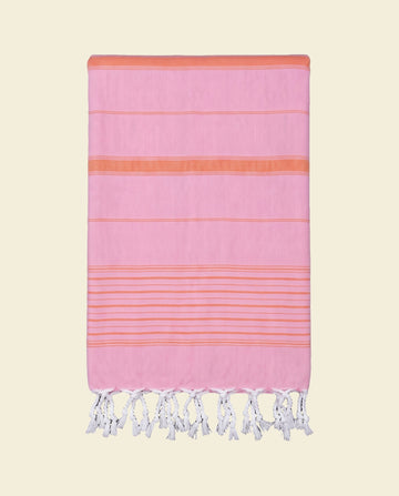 2 kleuren hamamdoek sorbetroze/mandarijn