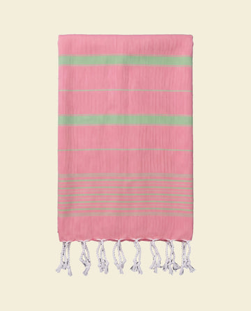 2 kleuren hamamdoek zuurstokroze/pistache