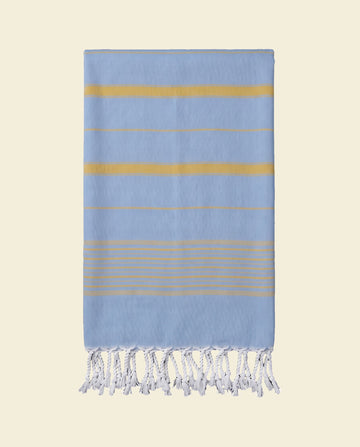 2 kleuren XXL hamamdoek blauw/mosterd