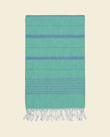 2 kleuren XXL hamamdoek jade/oceaanblauw