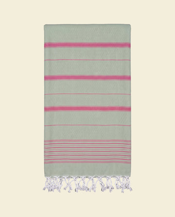 2 kleuren XXL hamamdoek salie/fuchsia