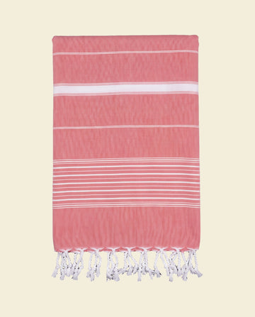 2 kleuren XXL hamamdoek steenrood/roze