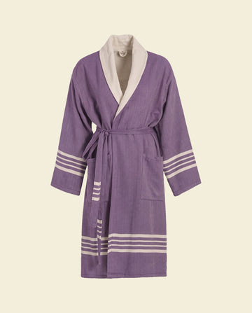 gevoerde hamam badjas Krem Sultan dark-purple