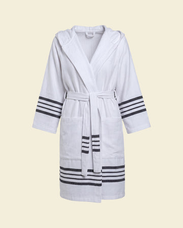 gevoerde hamam badjas Sun white black