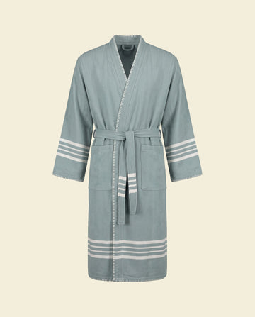 hamam badjas Krem Sultan met farmer stitch almond-green