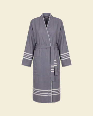 hamam badjas Krem Sultan met farmer stitch dark-grey