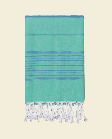 hammamhanddoek dun jade/oceaanblauw