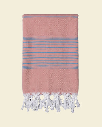 hammamhanddoek dun koper/oceaanblauw