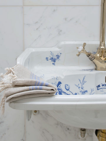 hamam gastendoek linnen lavendelblauw