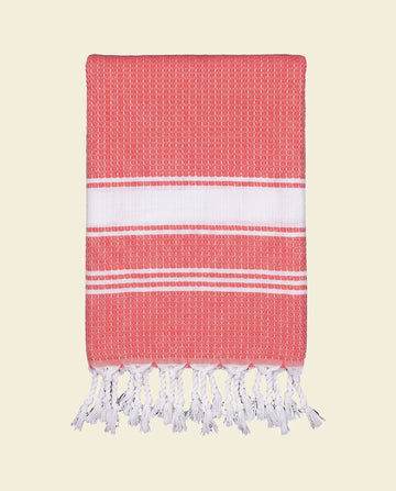 kleine hamamdoek honingraat koraalrood