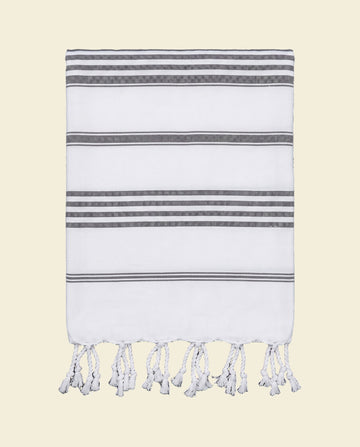 kleine hamamdoek Leyla white/dark-grey