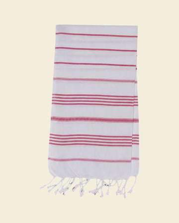 kleine hamamdoek Leyla white fuchsia