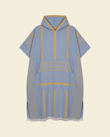surf en zwemponcho blauw/mosterd