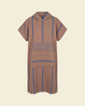 surf en zwemponcho bruin/marineblauw