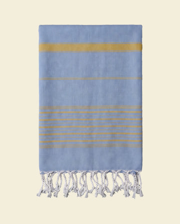 2 kleuren hamamdoek blauw/mosterd