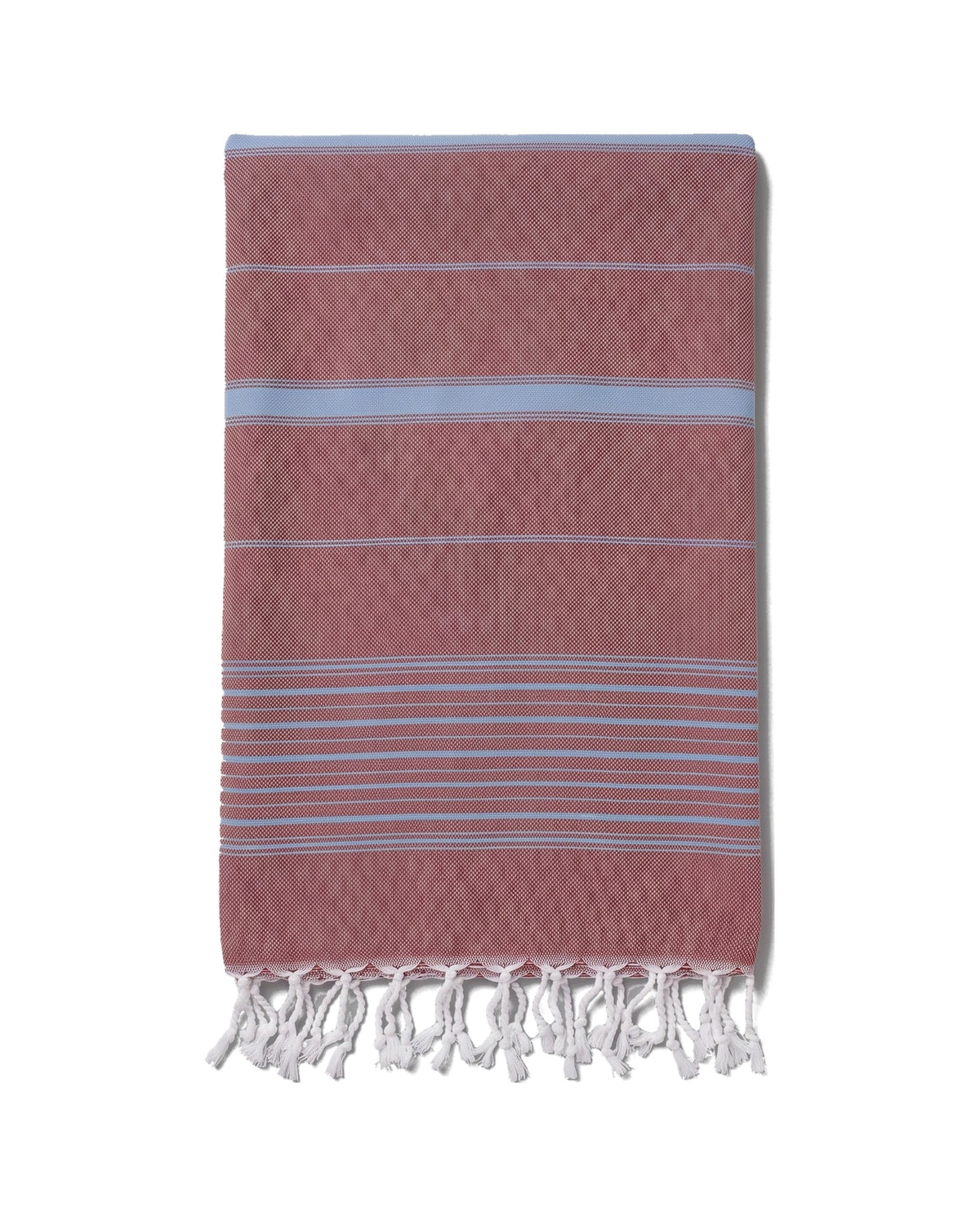 2 kleuren hamamdoek bordeaux/blauw - vrijstaand