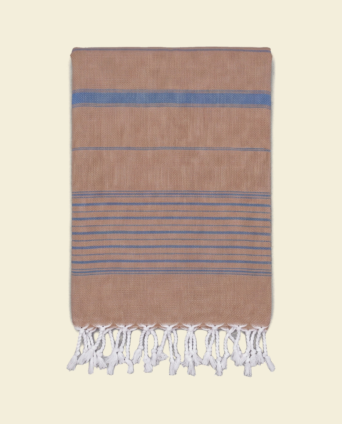 2 kleuren hamamdoek bruin/marineblauw - op kleur