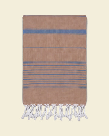 2 kleuren hamamdoek bruin/marineblauw