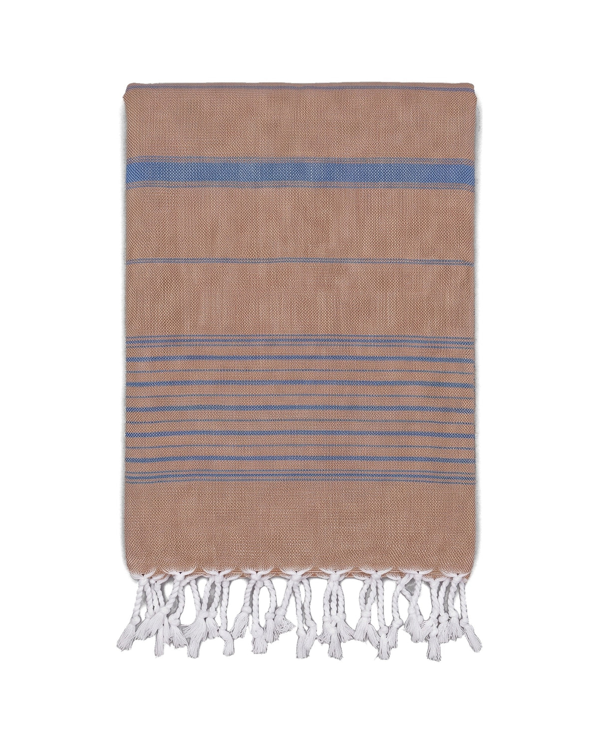 2 kleuren hamamdoek bruin/marineblauw - vrijstaand