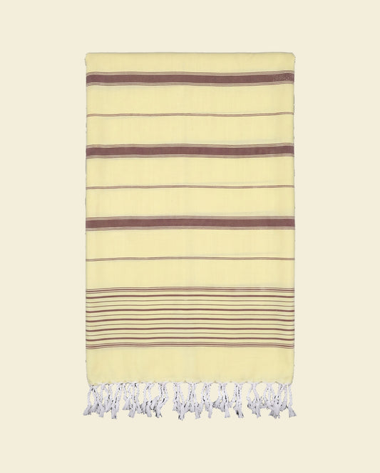 2 kleuren hamamdoek citroen/chocolade - op kleur