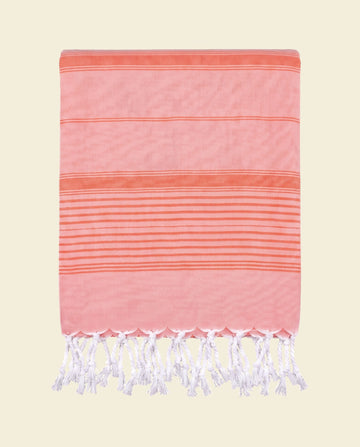 2 kleuren hamamdoek donkerperzik/mandarijn