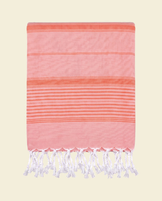 2 kleuren hamamdoek donkerperzik/mandarijn - op kleur