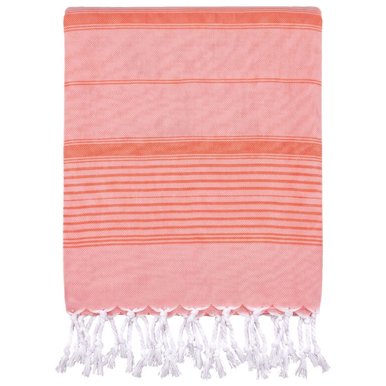 2 kleuren hamamdoek donkerperzik/mandarijn - vrijstaand