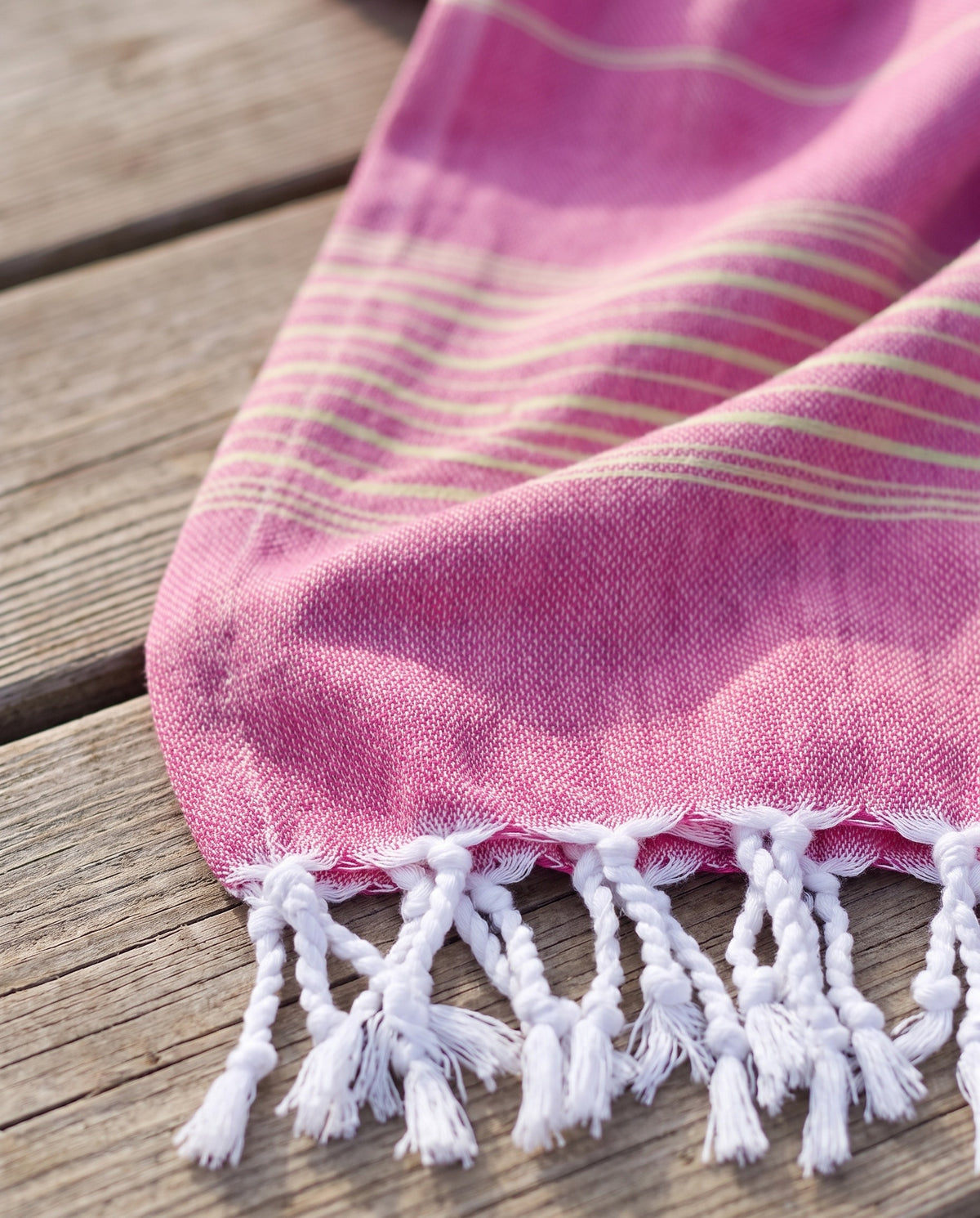 2 kleuren hamamdoek fuchsia/linde - detail