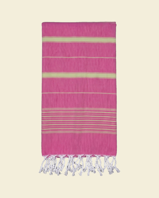 2 kleuren hamamdoek fuchsia/linde - op kleur