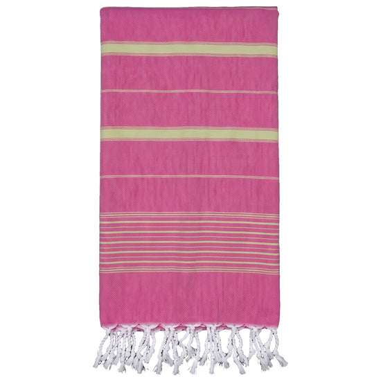 2 kleuren hamamdoek fuchsia/linde - vrijstaand