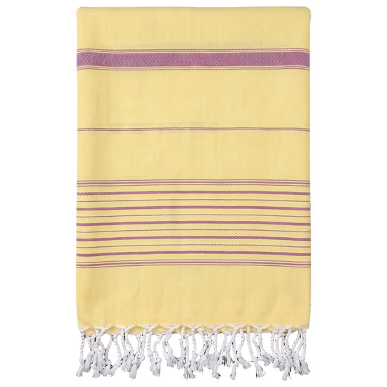 2 kleuren hamamdoek geel/framboos - vrijstaand