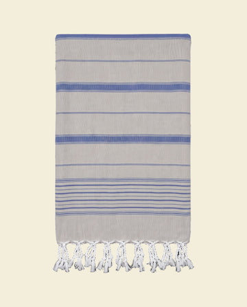 2 kleuren hamamdoek grijsbeige/parlementblauw