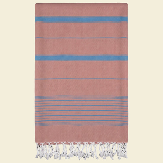 2 kleuren hamamdoek koper/oceaanblauw - op kleur