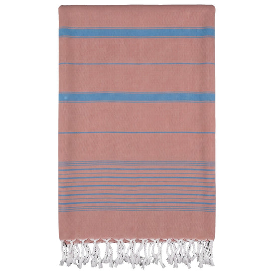 2 kleuren hamamdoek koper/oceaanblauw - vrijstaand