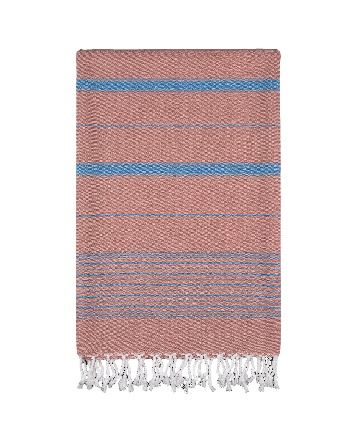 2 kleuren hamamdoek koper/oceaanblauw - vrijstaand