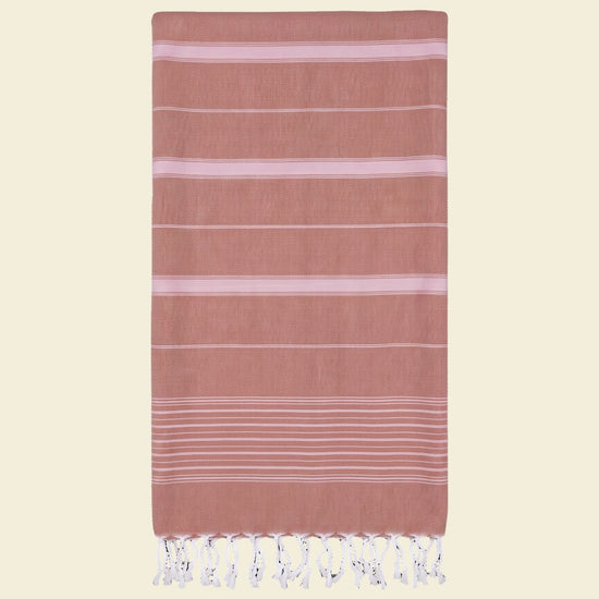 2 kleuren hamamdoek koper/roze - op kleur