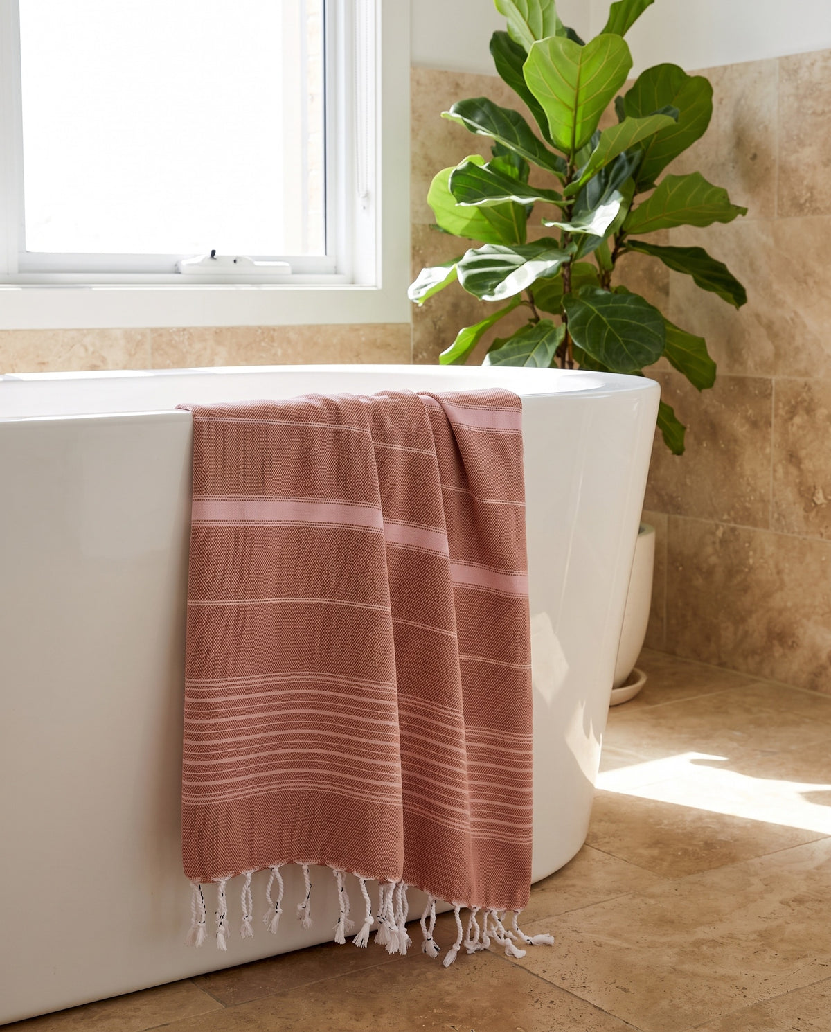 2 kleuren hamamdoek koper/roze - sfeer