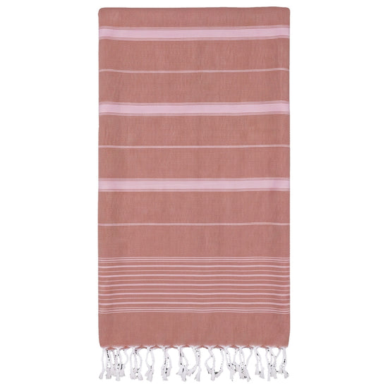 2 kleuren hamamdoek koper/roze - vrijstaand