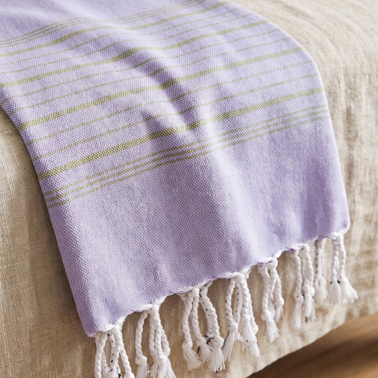 2 kleuren hamamdoek lavendel/mosgroen - detail