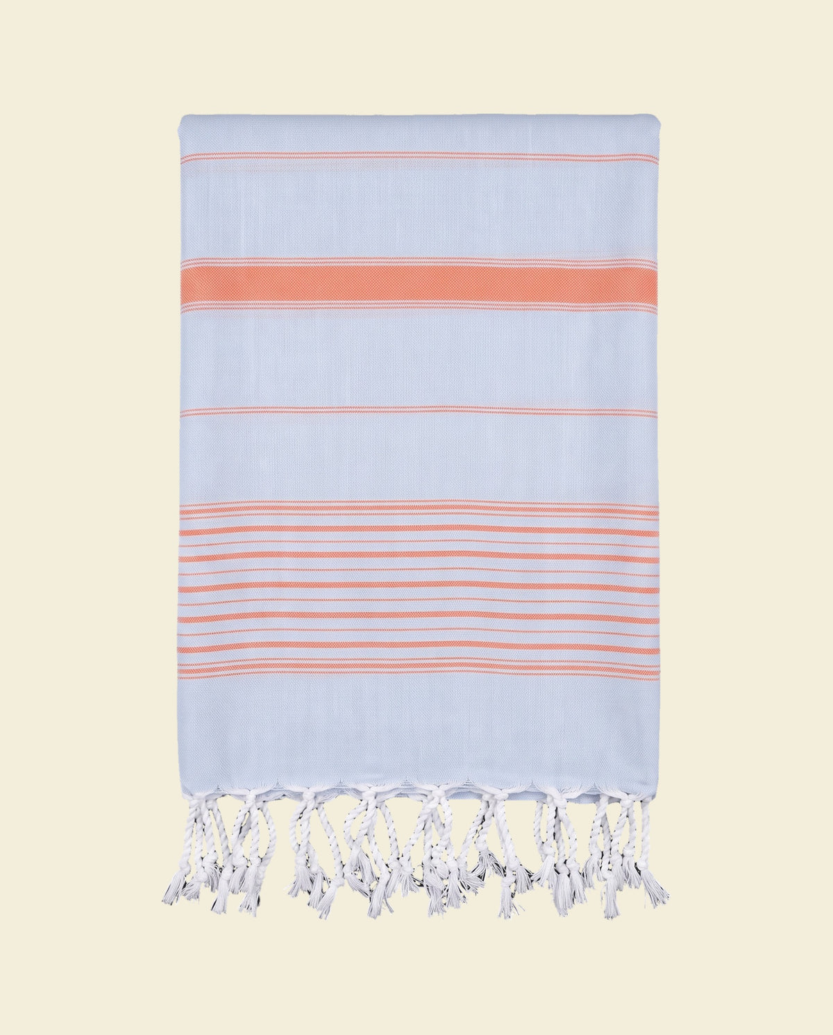 2 kleuren hamamdoek lichtblauw/mandarijn - op kleur