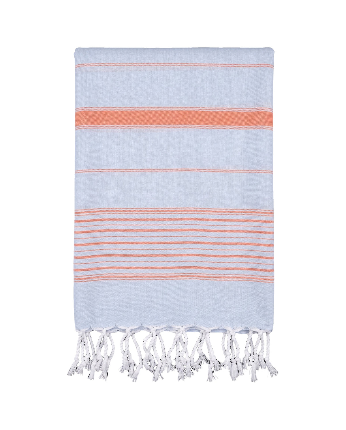 2 kleuren hamamdoek lichtblauw/mandarijn - vrijstaand