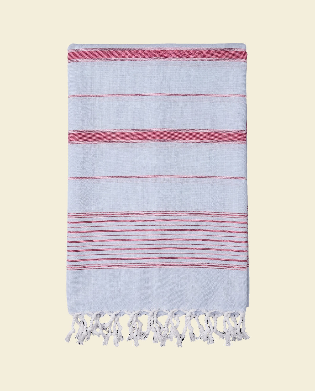 2 kleuren hamamdoek lichtblauw/robijnrood - op kleur