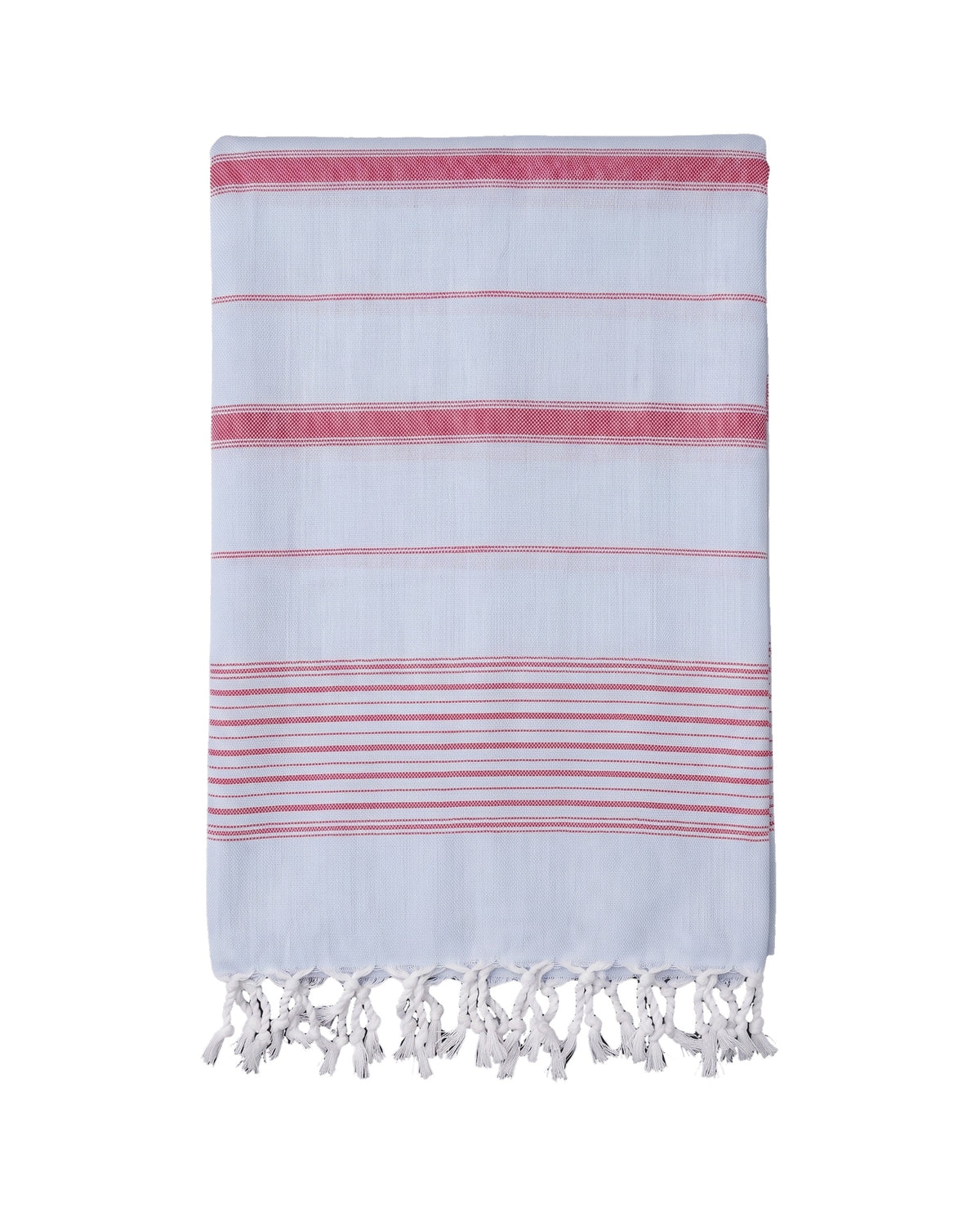 2 kleuren hamamdoek lichtblauw/robijnrood - vrijstaand