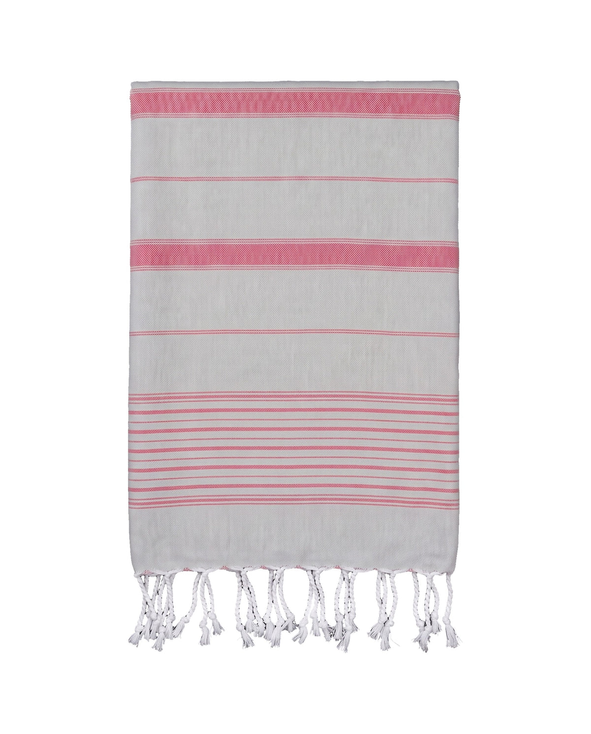 2 kleuren hamamdoek lichtgrijs/robijnrood - vrijstaand