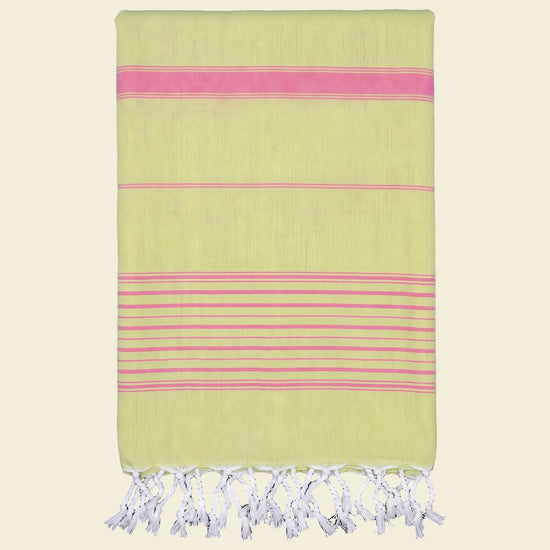 2 kleuren hamamdoek linde/zuurstokroze - op kleur