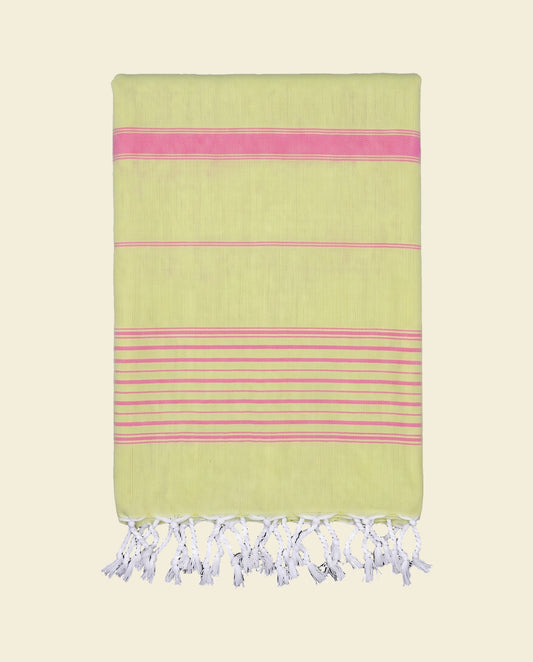 2 kleuren hamamdoek linde/zuurstokroze - op kleur